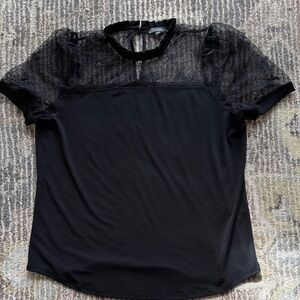 Adrianna Papell Black Sheer Top so cute! Bow detail in lace. Large